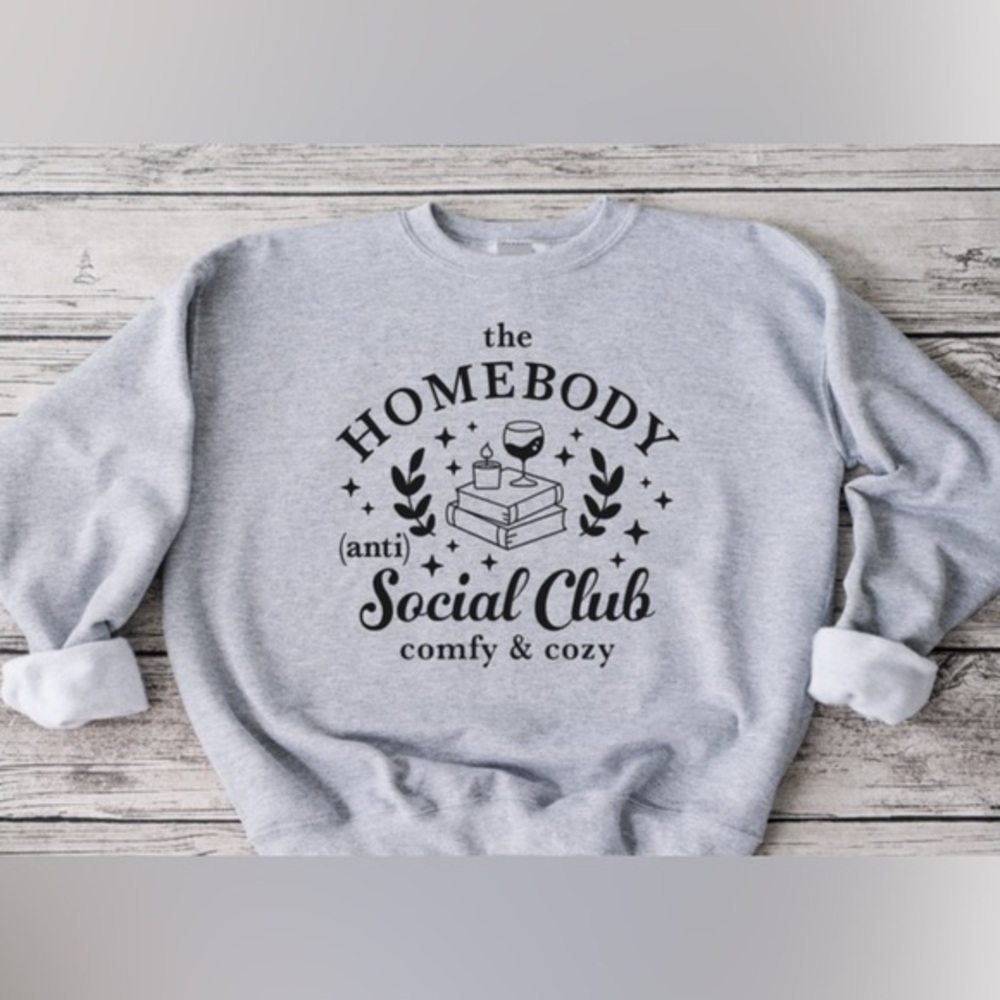Homebody Social Club Crewneck- Gray